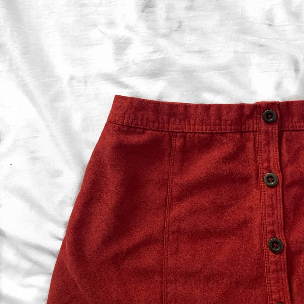 Hollister faux suede button mini a line skirt